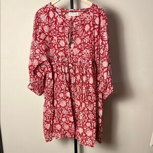 NWT Daughters of India Krya Red Floral Dress Size 3X